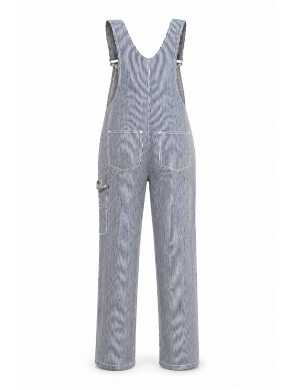 Vtg 70s Sears JR Bazaar Womens Hickory Stripe Overalls Railroad Denim Bibs Sz S - Picture 2 of 11